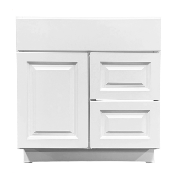 Raised Panel White 30 in. x 21 in. Vanity Cabinet Without Top