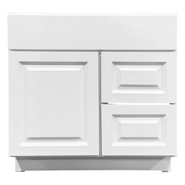 Raised Panel White 36" Vanity Cabinet Without Top