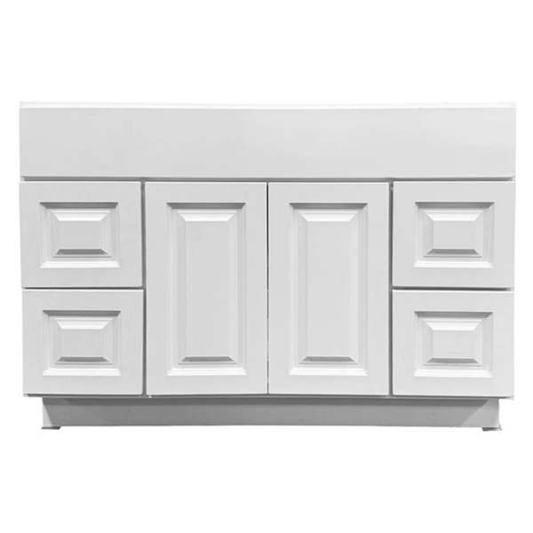Raised Panel White 48 in. x 21 in. Vanity Cabinet Without Top