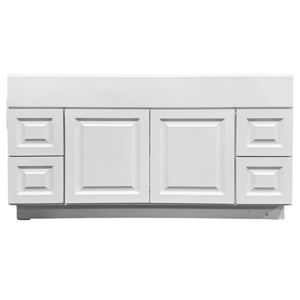 Raised Panel White 60 in. x 21 in. Vanity Cabinet Without Top