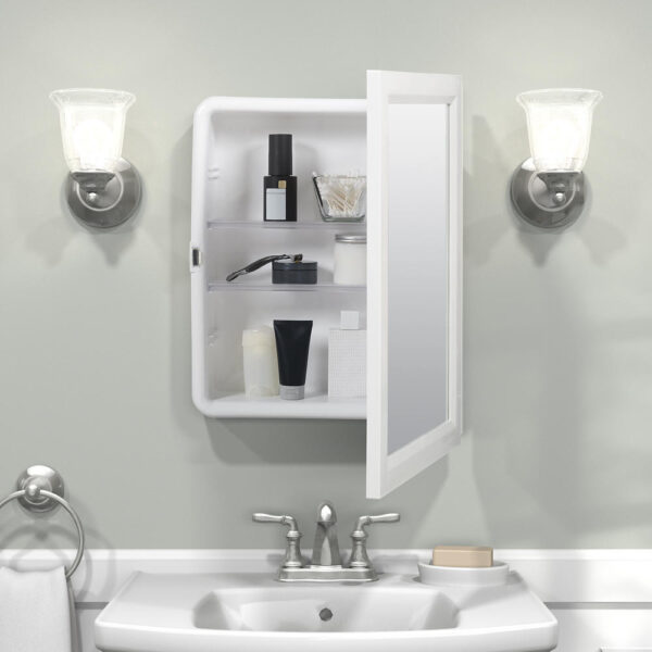 616410 Zenna Home 16 in. × 22 in. White Framed Medicine Cabinet