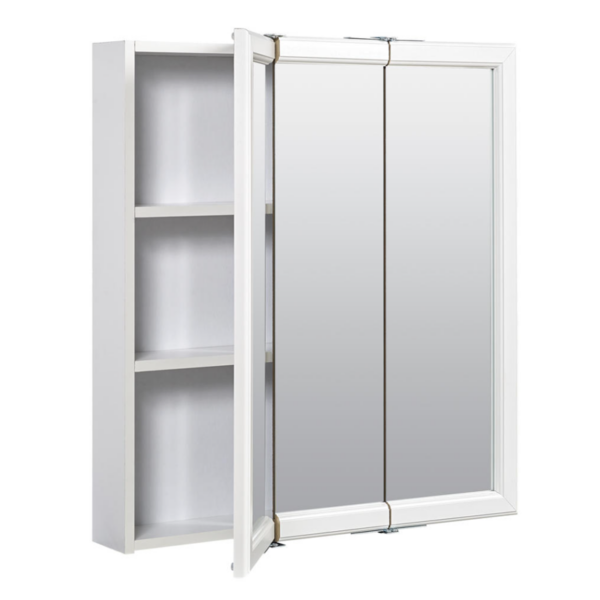 Zenna Home 24 in. × 26 in. Tri-View Framed Surface Mount Medicine Cabinet