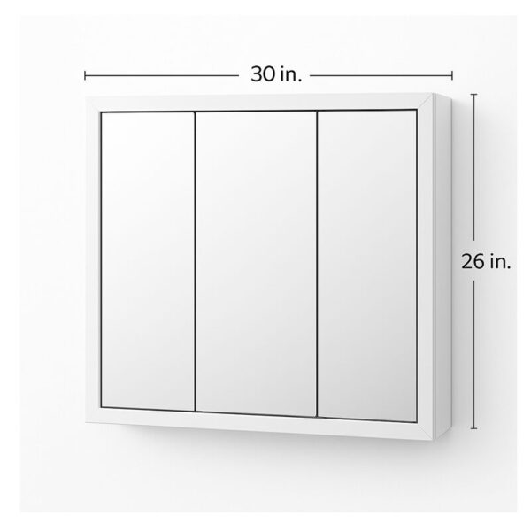 Zenith 30 in. × 26 in. Tri-View White Surface Mount Medicine Cabinet