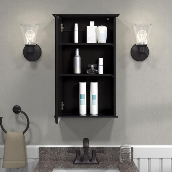 Zenna Home 16 in. × 25 in. Espresso Surface Mount Medicine Cabinet