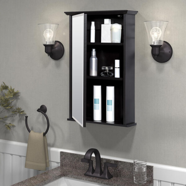 Zenna Home 16 in. × 25 in. Espresso Surface Mount Medicine Cabinet