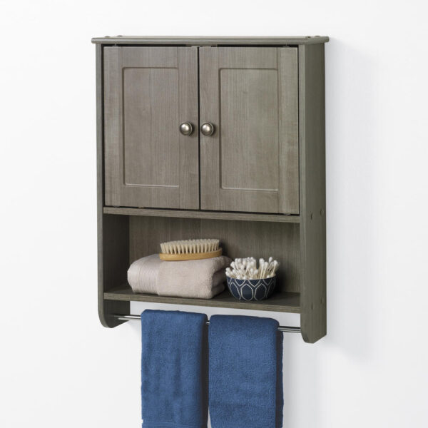 616498 Zenna Home 19 in. x 25 in. Driftwood Gray Bathroom Wall Cabinet