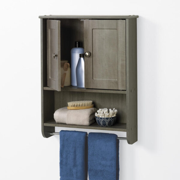 616498 Zenna Home 19 in. x 25 in. Driftwood Gray Bathroom Wall Cabinet