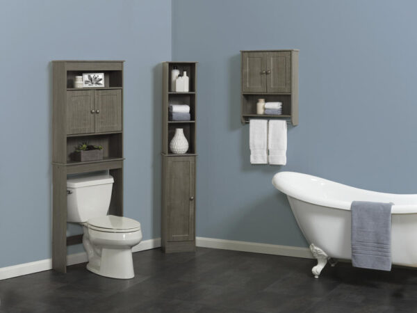 616498 Zenna Home 19 in. x 25 in. Driftwood Gray Bathroom Wall Cabinet