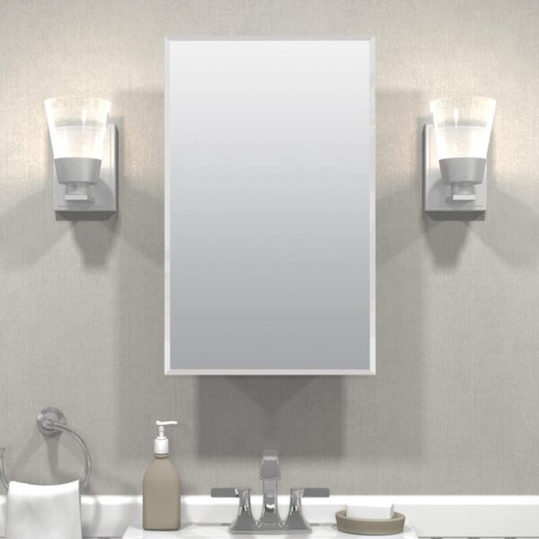 Zenna Home 16 in. × 26 in. Frameless Beveled Mirror Medicine Cabinet