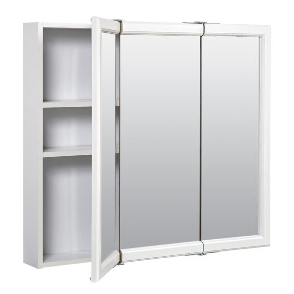 Zenna Home 30 in. × 26 in. Tri-View Framed Surface Mount Medicine Cabinet