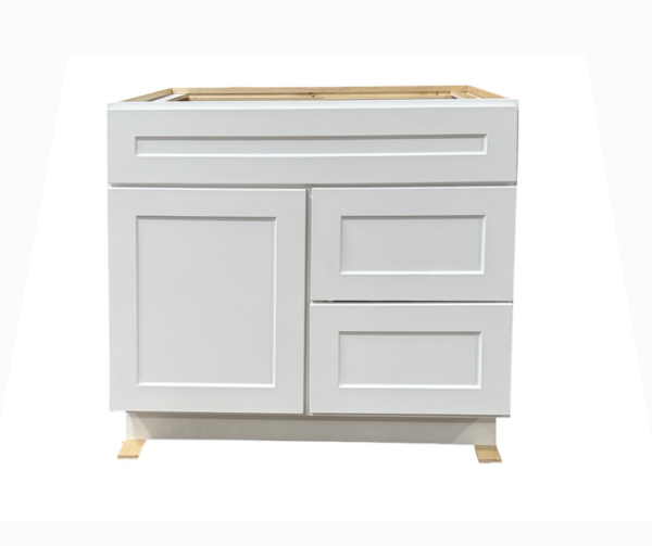 Shaker White 36 in. x 21 in. Vanity Cabinet Without Top