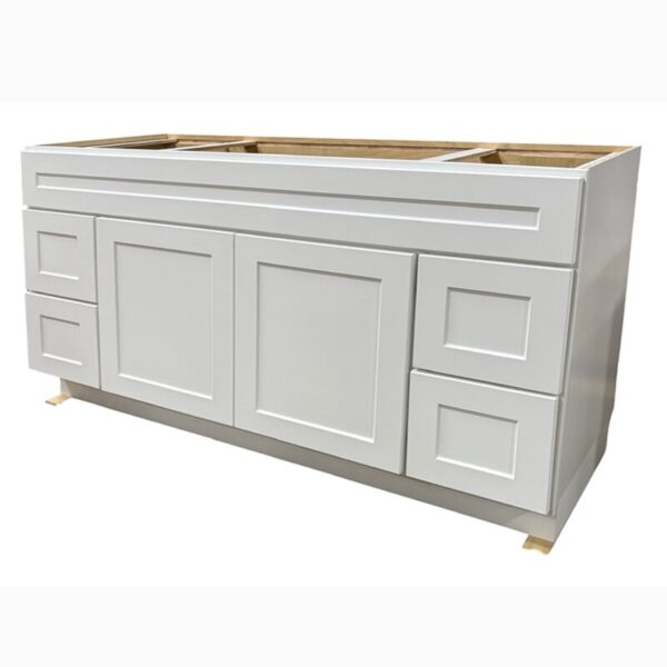 Shaker White 60 in. x 21 in. Vanity Cabinet Without Top