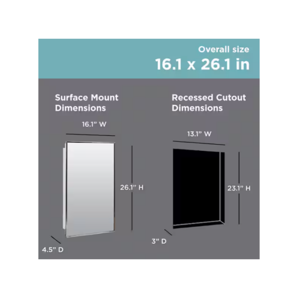 Zenna Home 16 in. × 26 in. Medicine Cabinet