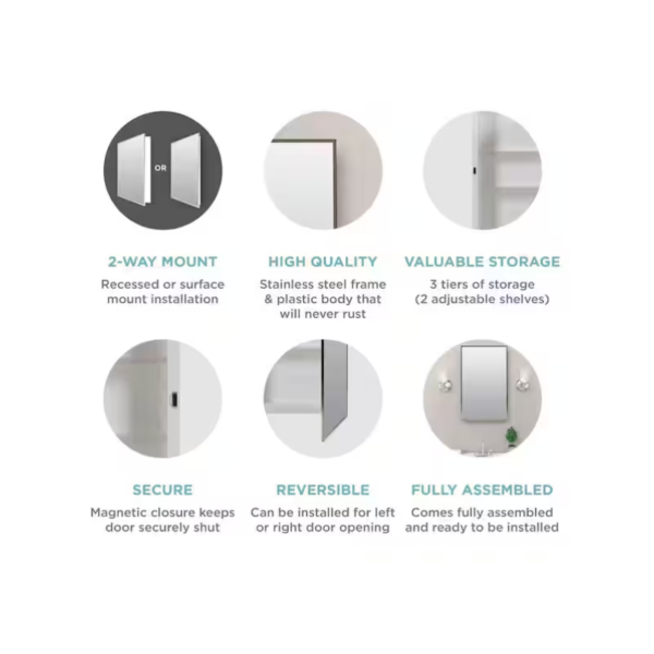 Zenna Home 16 in. × 26 in. Medicine Cabinet