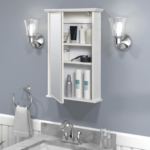 Zenna Home 16 in. × 25 in. White Surface Mount Medicine Cabinet