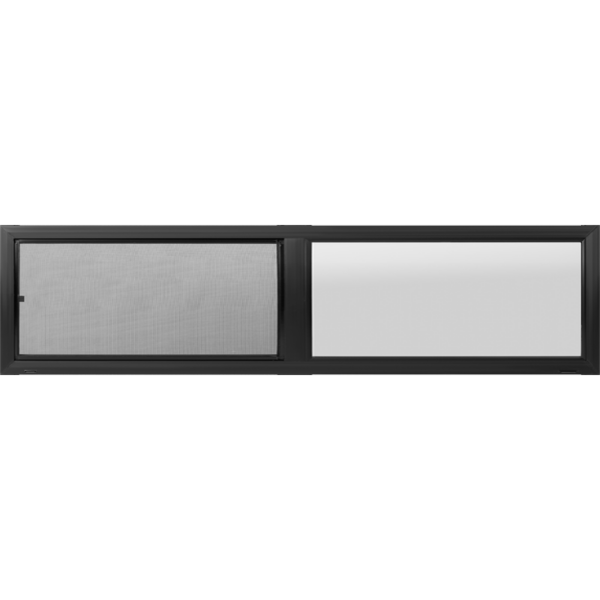 48"x12" 5000 Series Black Vinyl Sliding Ultra Low-E Obscure Tempered Glass Window