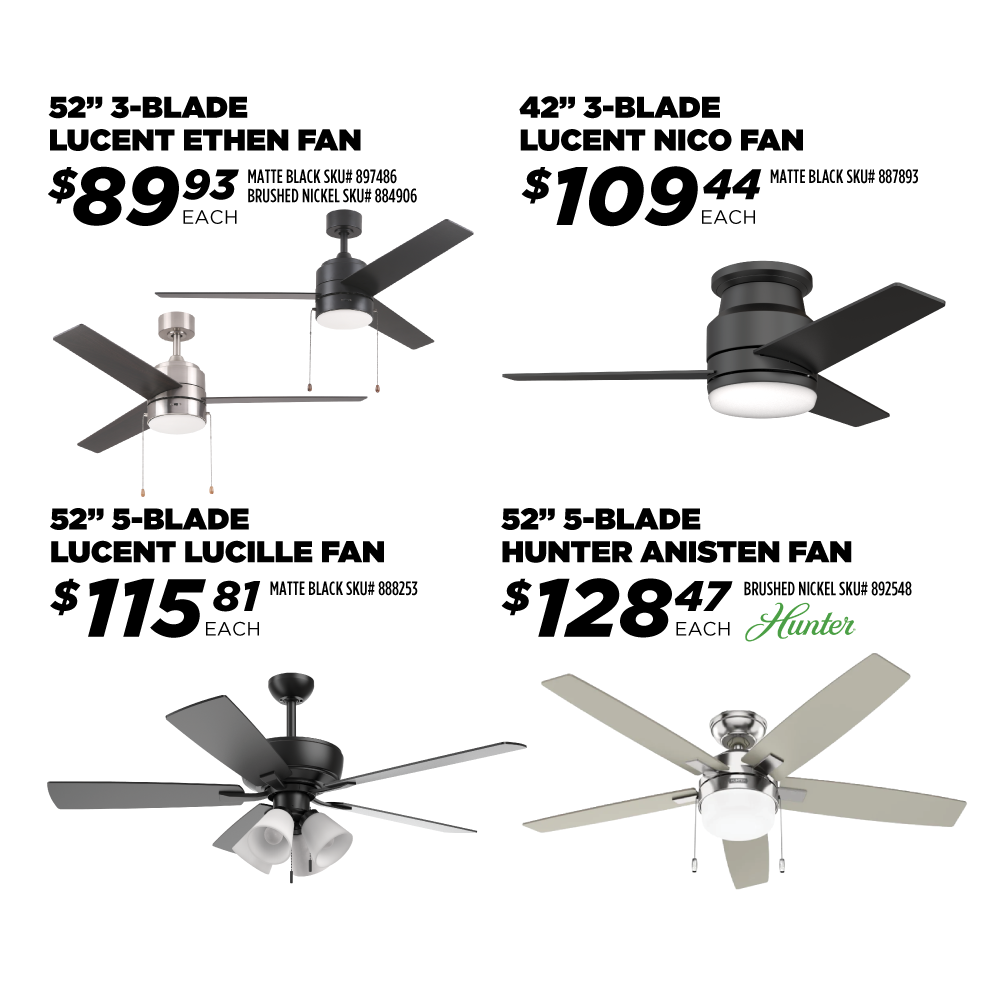 May 2026 Builder Buy, 5 ceiling fans in stock