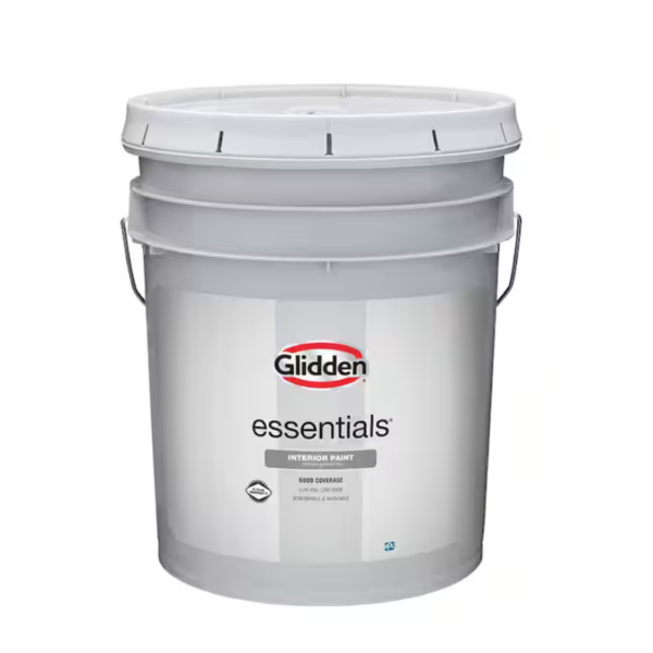 Five Gallon Glidden Essentials Interior Latex Flat White Paint