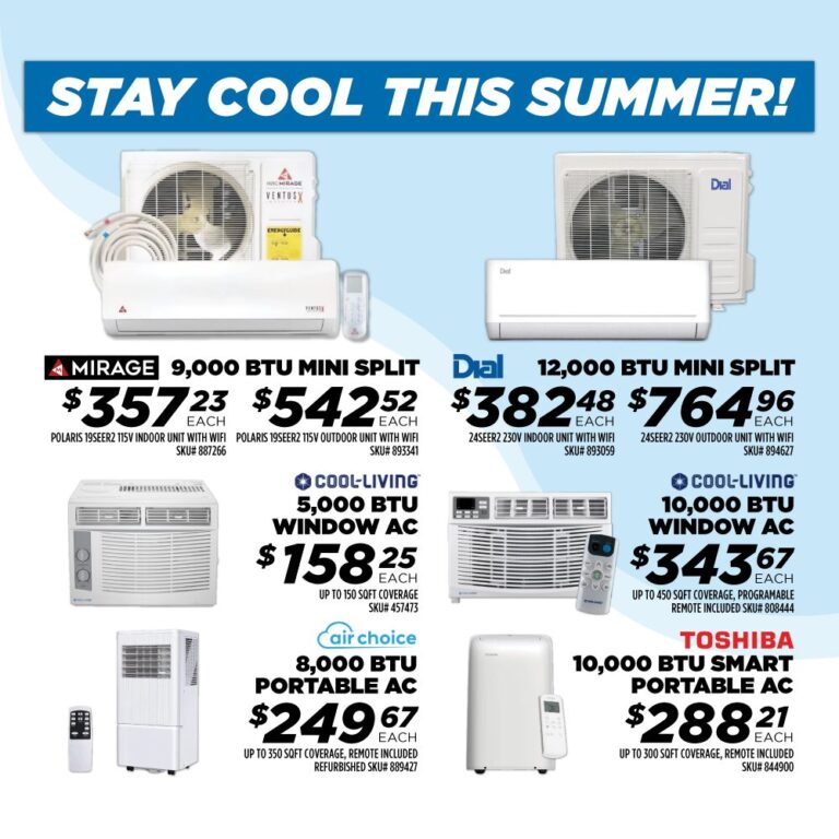 Mini-split AC and Window AC items featured at Contractors' Warehouse