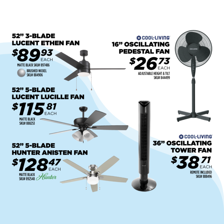Ceiling Fans and Floorstanding Fans Featured at Contractors' Warehouse
