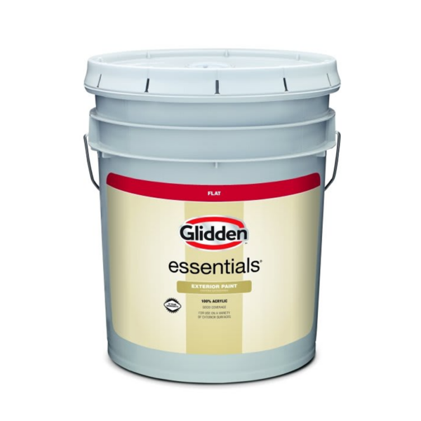 Five Gallon Glidden Essentials Flat White Exterior Paint