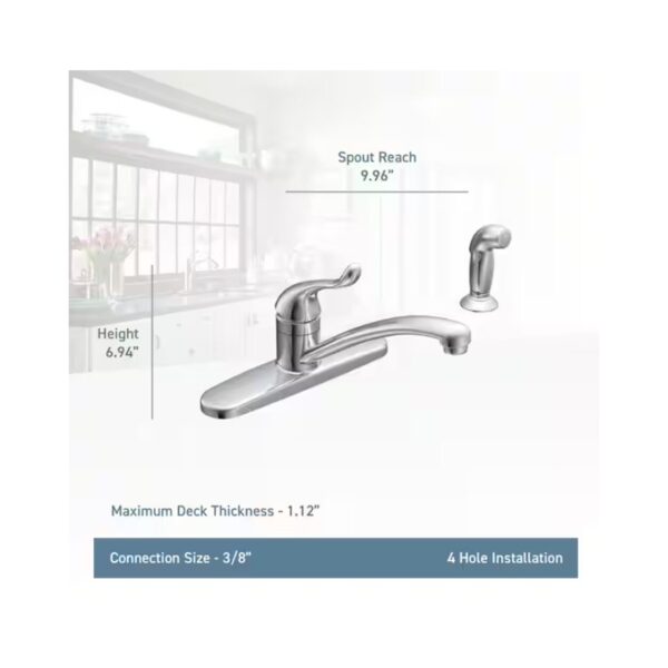 Adler Single-Handle Low Arc Kitchen Faucet in Chrome Side Sprayer