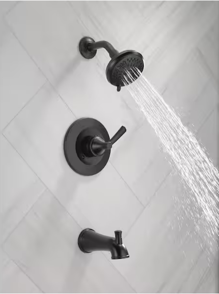 Casara SingleHandle 6Spray Tub and Shower Faucet in Matte Black lifestyle