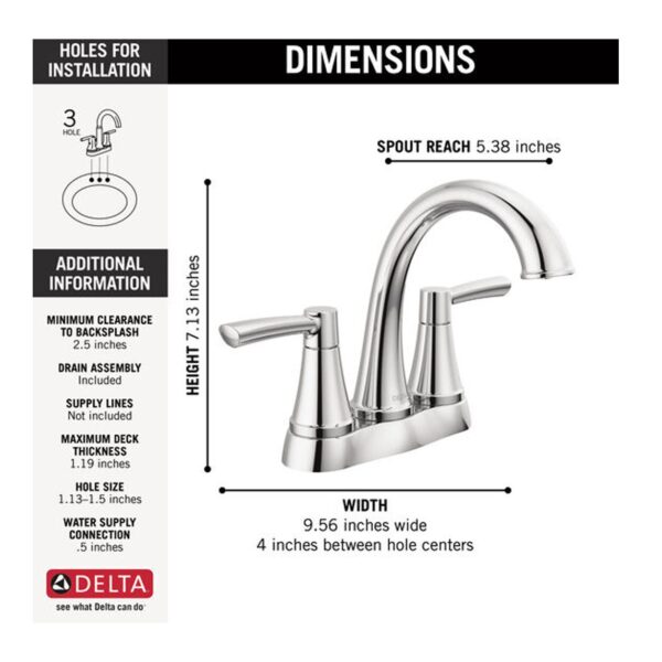 Delta Casara Two-Handle Chrome Bathroom Faucet