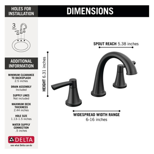 Delta Casara Two-Handle On Center Black Bathroom Faucet