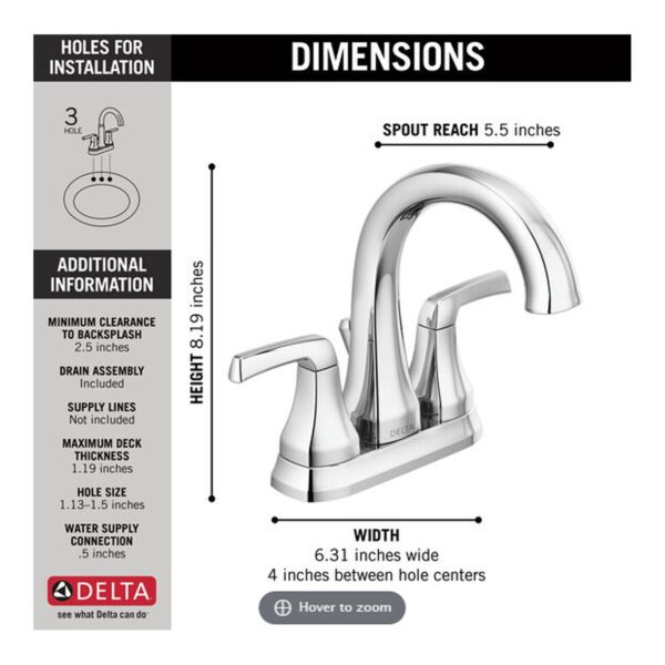 Delta Portwood Two-Handle Nickel Bathroom Faucet detail