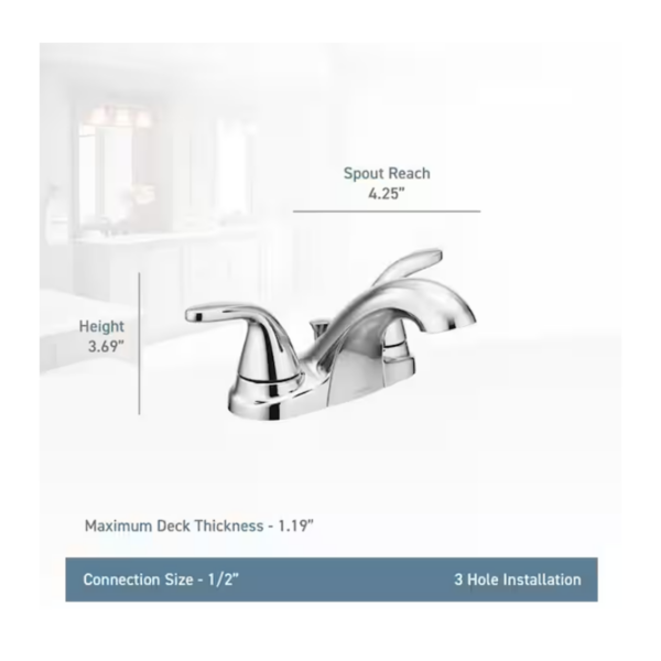 Moen Adler Two-Handle Chrome Bathroom Faucet detail