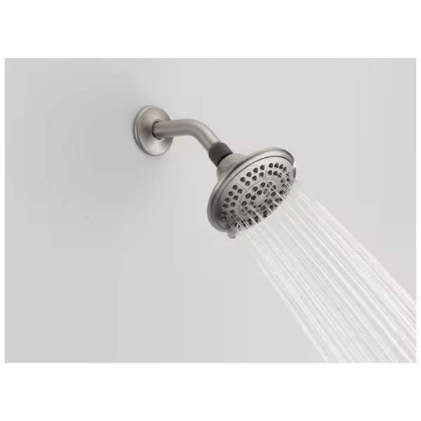 5-Spray Patterns 1.75 GPM 4.94 in. Wall Mount Fixed Shower Head in Spotshield Brushed Nickel