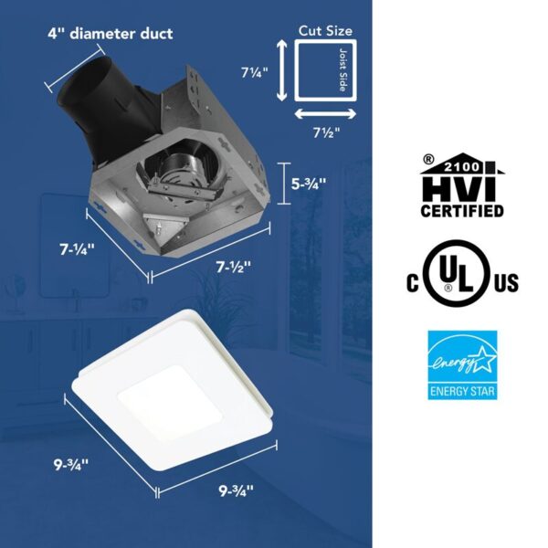 Broan 80 CFM Roomside Series Bathroom ENERGY STAR Exhaust Fan With LED Light