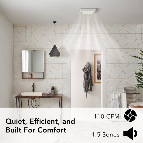 Broan Roomside Series 110 CFM 1.5 Sone White Trim Ventilation Fan Light