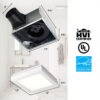 Broan Roomside Series 110 CFM 1.5 Sone White Trim Ventilation Fan Light