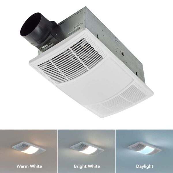 Broan PowerHeat 80 CFM 1.5 Sone Heater Exhaust Fan With Color Adjustable LED Light