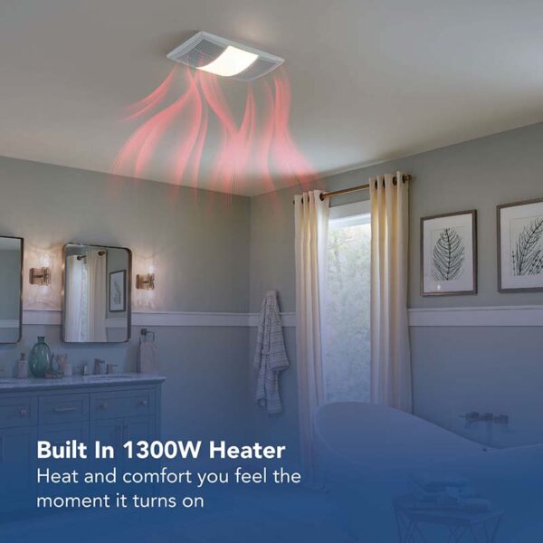 Broan PowerHeat 80 CFM 1.5 Sone Heater Exhaust Fan With Color Adjustable LED Light