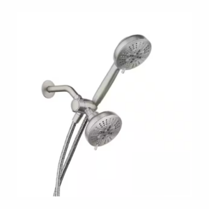 Hydro Energetix 8-Spray 4.75 in. Dual Tub Wall Mount Fixed and Handheld Shower Head in Spot Resist Brushed Nickel