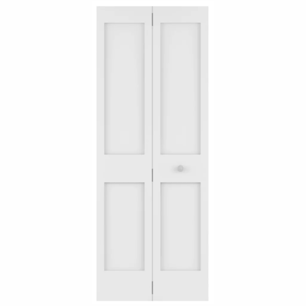 Shaker 2-Panel Pine/MDF Wood Bi-fold Interior Door with Hardware - Primed