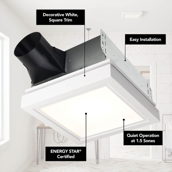 Broan-NuTone Roomside Series 110 CFM 1.5 Sone White Trim Ventilation Fan Light