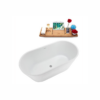 59 in. x 30 in. Acrylic Freestanding Soaking Bathtub in Glossy White With Polished Chrome Drain