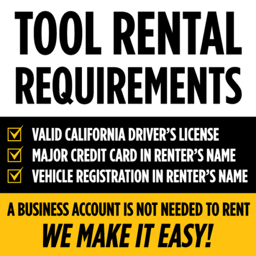 Tool rental requirements